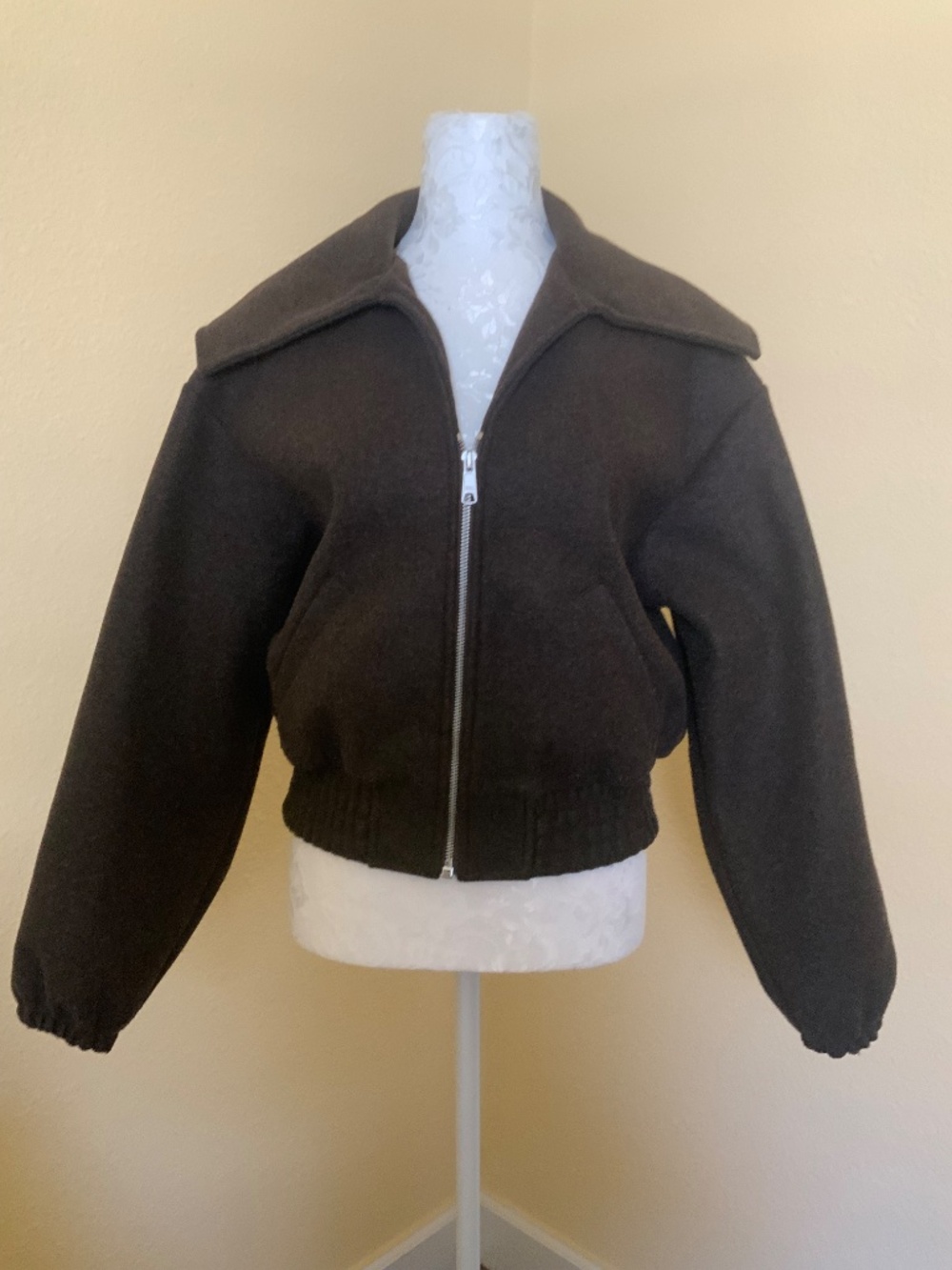 Madewell Zip Front Shawl Bomber Jacket in Warm Shale - Picture 4 of 5